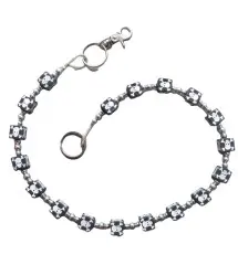 chaine de portefeuille dé noir et crane pirate blanc biker tete de mort