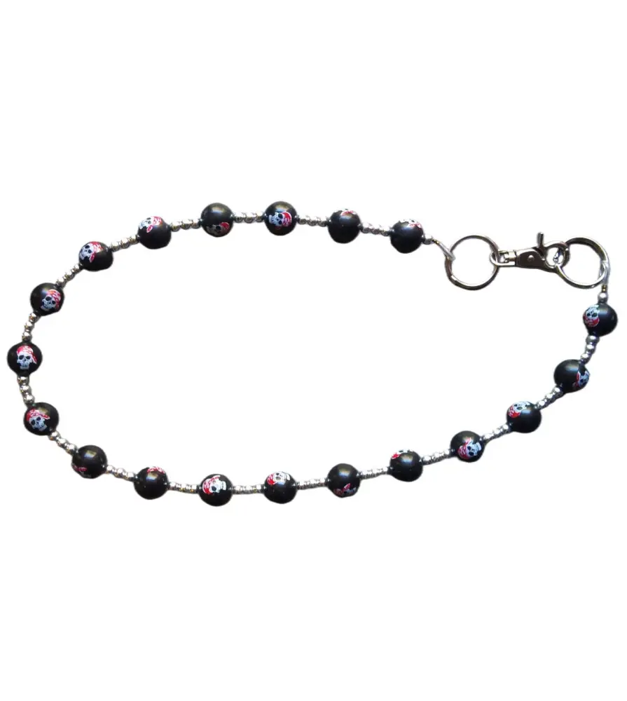 chaine de portefeuille boule tete de mort pirate crane rock