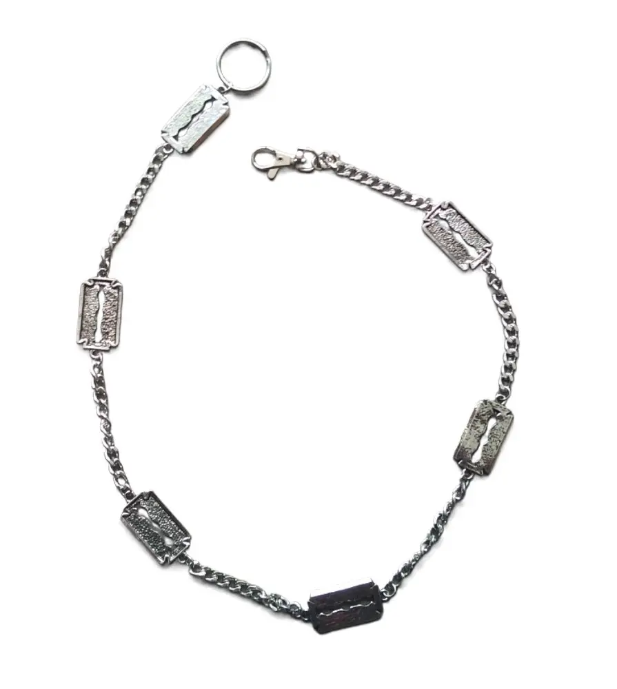 chaine de portefeuille lame de rasoir chromé biker punk chaine de portefeuille lame de rasoir chromé biker punk
