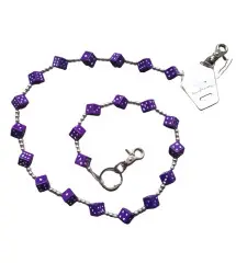 chaine de portefeuille dé violet rock roll biker rockabilly