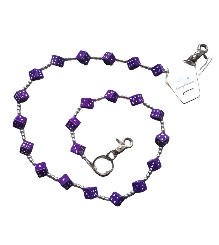 chaine de portefeuille dé violet rock roll biker rockabilly