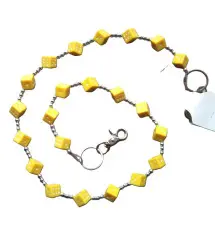 chaine de portefeuille dé jaune biker rock roll rockabilly