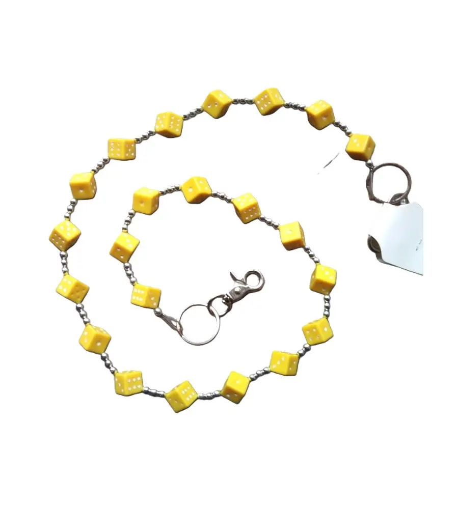 chaine de portefeuille dé jaune biker rock roll rockabilly