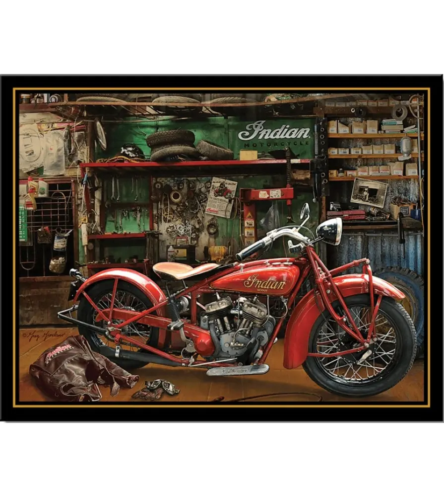 Plaque Métal Publicitaire Indian Motorcycle Garage (41 x 32 cm)