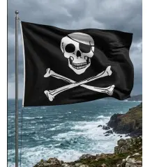 Pirate flag black and white Skull 150 x90 flag