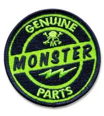 patch genuine monster parts rond noir vert ecusson rock roll
