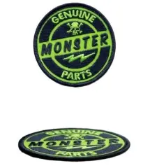patch genuine monster parts rond noir vert ecusson rock roll