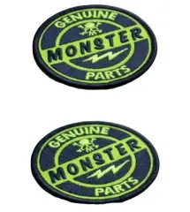 patch genuine monster parts rond noir vert ecusson rock roll