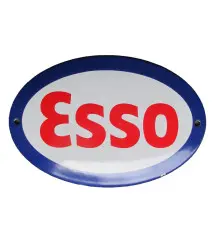 plaque décorative emaillée esso ovale bleu blanc rouge 14x10cm motor oil deco garage email F60
