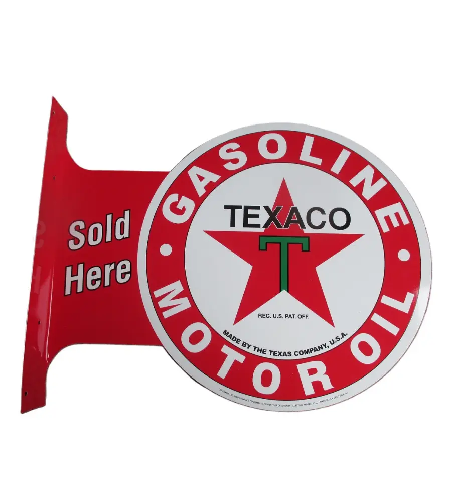 plaque texaco double face deco tole metal garage affiche