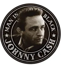 plaque johnny cash ronde 30 cm tole man in black rock roll star