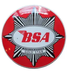 plaque décorative emaillée BSA motorcycle rouge 12 cm tole email deco métal garage