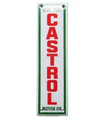 plaque décorative emaillée castrol motor oil rectangulaire 20x5.5cm deco garage huile E63