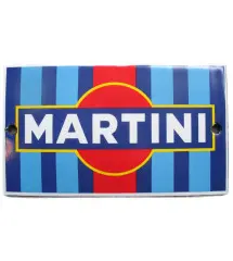 Petite Plaque Émaillée Martini Apéritif 12x7cm Tôle Émaillée Bombée