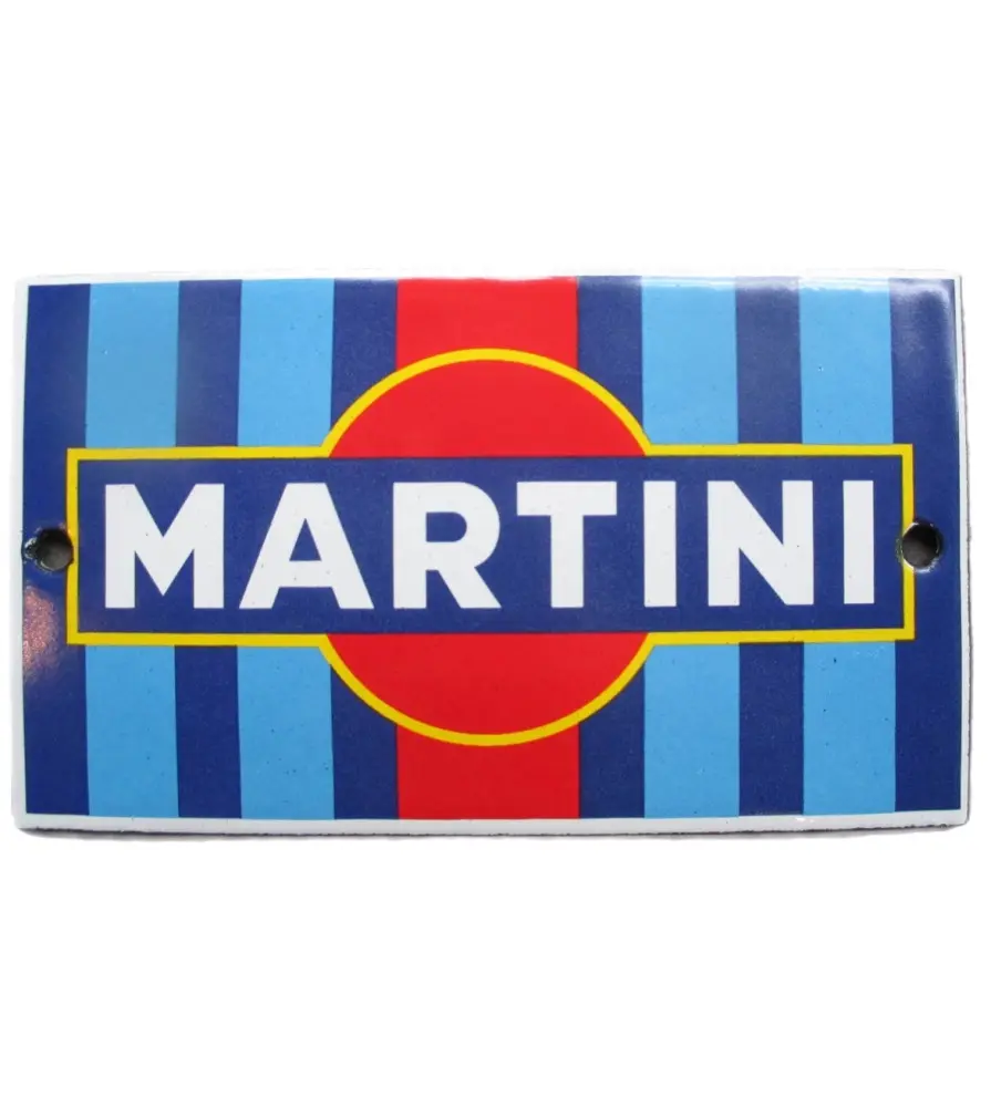 Small Martini Aperitif Enamel Plate 12x7cm Convex Enamelled Sheet