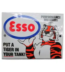 plaque décorative emaillée esso tigre dans le moteur rectangulaire 12x9cm