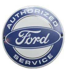 plaque décorative email ford service ronde 12cm tole emaillée deco