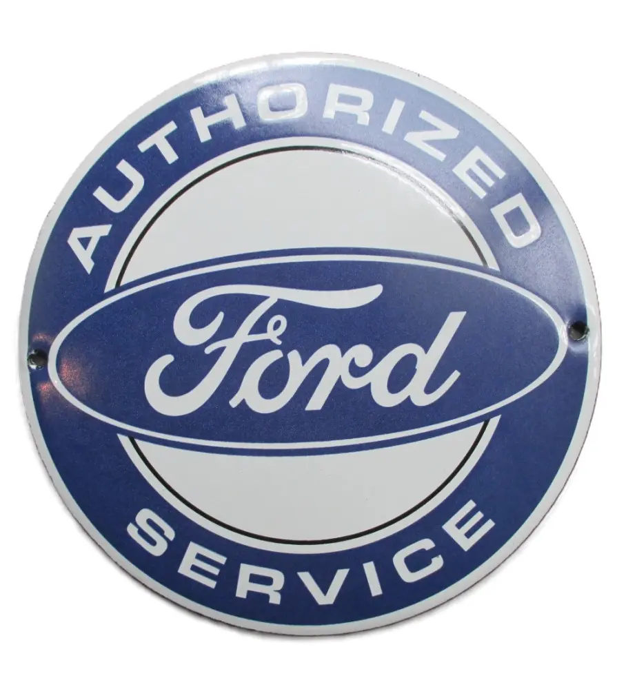 plaque décorative email ford service ronde 12cm tole emaillée deco