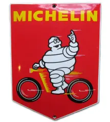 mini pointed enameled plaque michelin velo red background 15x11 enamel sheet