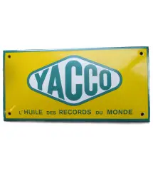 mini enameled plate yacco tole rectangular yellow green 20x10 cm deco garage oil