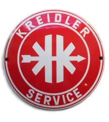plaque décorative emaillée kreidler service rouge ronde 12 cm tole email deco métal garage