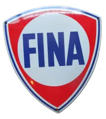 Mini enamelled plate oil fina coat of arms red white blue tole email