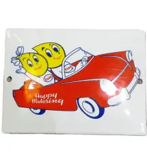 Mini Enamelled Plate Esso Couple in car rectangular 12x9cm Alcoholic beverage