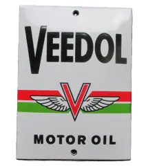 Mini enamelled plate Veedol Motor Oil rectangular 12x9cm