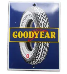 Mini Mailyear Enamelled Rectangular Plate 12x9cm White sidewall tire