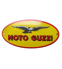 plaque décorative emaillée moto guzzi ovale jaune orangé 14x10cm motor oil deco garage email B9
