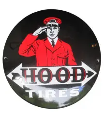 plaque décorative emaillée hood tires pneu tole ronde 12cm deco métal garage usa
