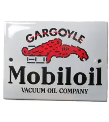 Mini enamelled plate Gargoyle Mobiloil Rect 12x9cm Motor Oil