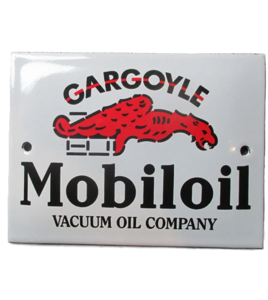 plaque décorative emaillée gargoyle mobiloil rect 12x9cm motor oil D50