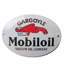 Mini enamelled plate gargoyle mobiloil oval 14x10cm motor oil deco garage email