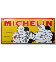 Mini Michelin enamelled plate with 2 bibendum dressing 20x10 cm Deco garage