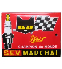 plaque décorative emaillée sev marchal champion du monde 12x9cm motor oil D53
