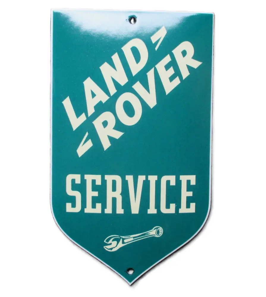 plaque décorative emaillée land rover service verte 15x8.5 cm motor oil deco garage huile C22