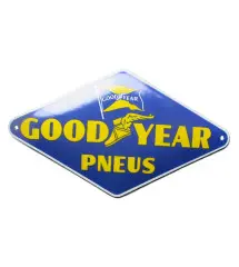 plaque décorative emaillée logo goodyear pneus losange bleu 22x12 cm motor oil deco garage huile F23
