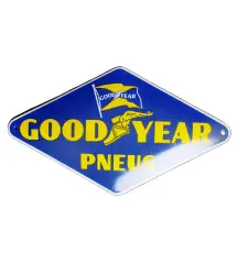 Mini enamelled plate Goodyear logo blue diamond tires 22x12 cm motor oil deco garage oil