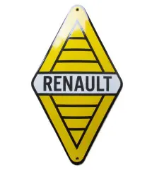 plaque décorative emaillée logo renault losange jaune 22x12 cm motor oil deco garage huile F14