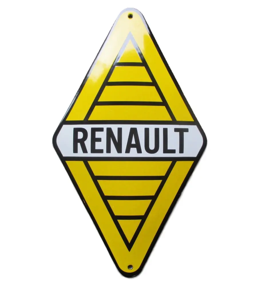 Mini enamelled plate Renault logo yellow diamond 22x12 cm motor oil deco garage oil Mini enamelled plate Renault logo yellow diamond 22x12 cm motor oil deco garage oil