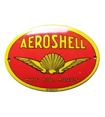 plaque décorative emaillée aeroshell ovale huile pour moteur 14x10cm motor oil deco garage huile F77