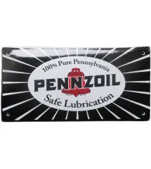 Mini enamelled plate Pennzoil rectangular black 20x10 cm motor oil deco garage oil