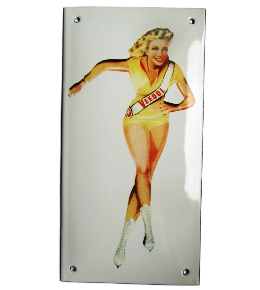 Mini enamelled plate pin up veedol skater 20x10 cm motor oil deco garage oil