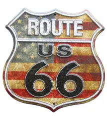 plaque blason route 66 USA vieillit tole publicitaire deco