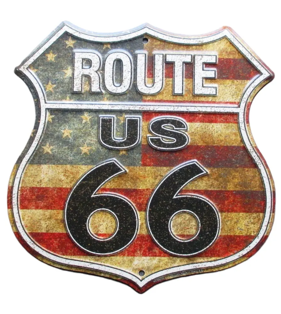 plaque coat of arms route 66 USA ages advertising tole deco