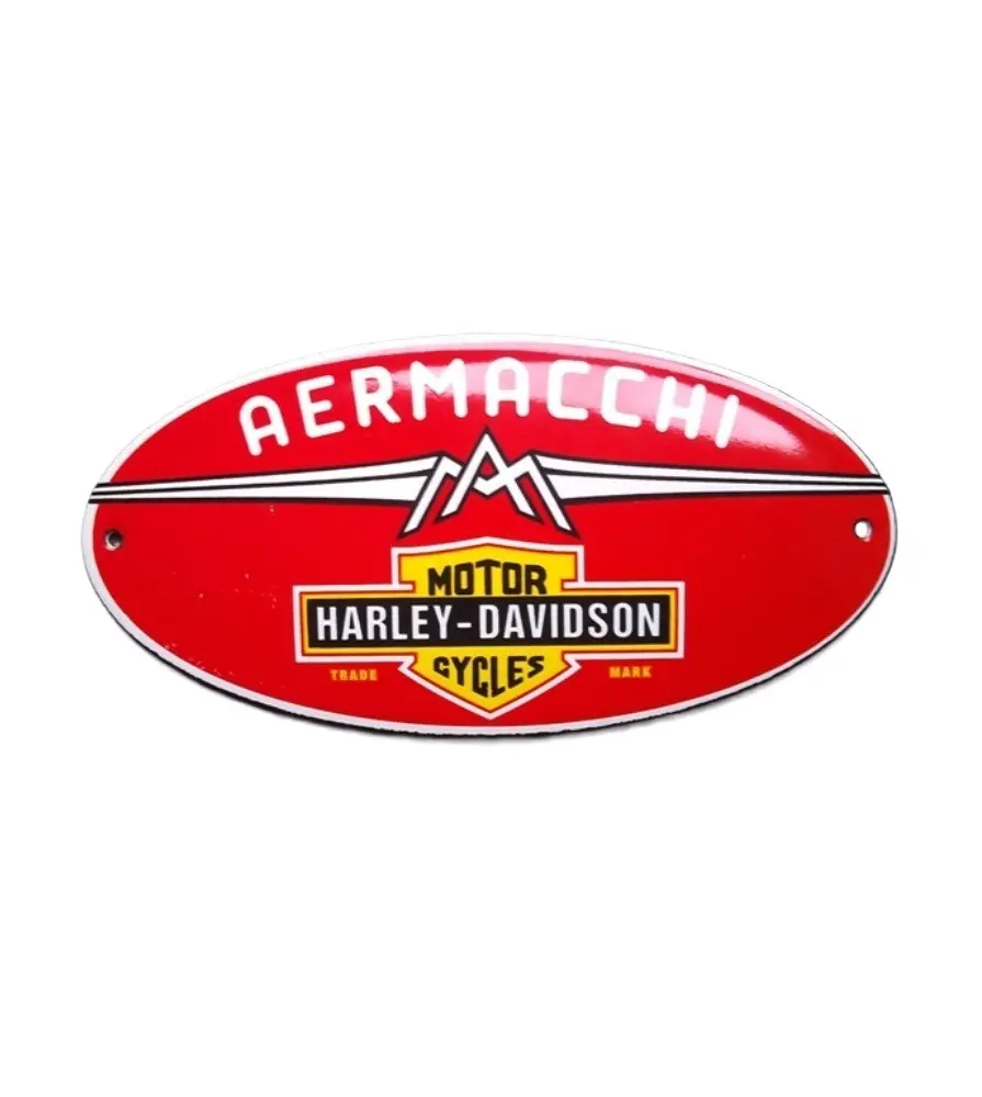 Mini Enamel Plate Harley Aermacchi Tole Email Garage USA Mini Enamel Plate Harley Aermacchi Tole Email Garage USA