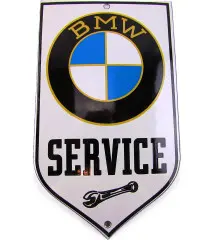 mini enamelled plate BMW golden service old logo 15x9cm tole email