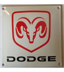 Mini Enamelled Plate Dodge Square White 12cm Tole Email Garage