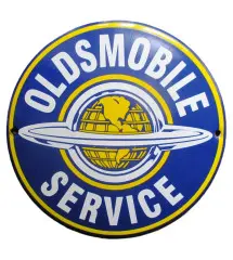 plaque décorative emaillée oldsmobile service bleu 12cm tole email usa